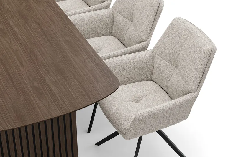 Richeto Spisegruppe 180 cm med 6 Torsby Snurrestoler - Røkt eik/Mørk beige - Møbler - Bord - Spisegrupper