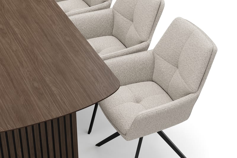 Richeto Spisegruppe 180 cm med 6 Torsby Snurrestoler - Røkt eik/Mørk beige - Møbler - Bord - Spisegrupper