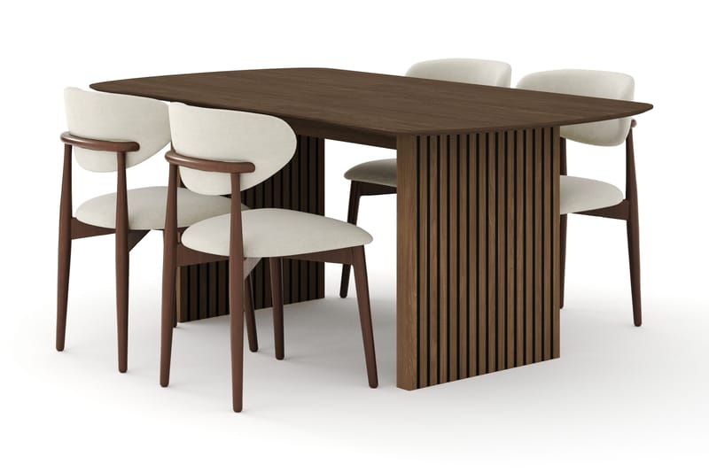Richeto Spisegruppe 180 cm Røkt eik med 4 Molly Spisestoler - Røkt eik/Beige - Møbler - Bord - Spisegrupper