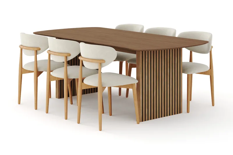 Richeto Spisegruppe 210 cm Eik med 6 Molly Spisestoler, Eik