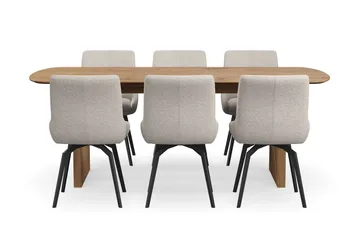 Richeto spisegruppe 210 cm med 6 Mora snurrestoler - Eik - Møbler - Bord - Spisegrupper
