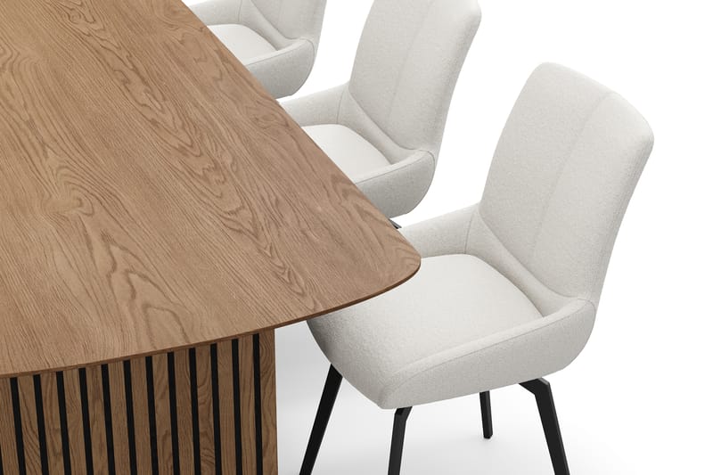 Richeto Spisegruppe 210 cm med 6 Mora Snurrestoler - Naturlig finish/Lys beige - Møbler - Bord - Spisegrupper