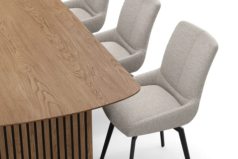 Richeto Spisegruppe 210 cm med 6 Mora Snurrestoler - Naturlig finish/Mørk beige - Møbler - Bord - Spisegrupper