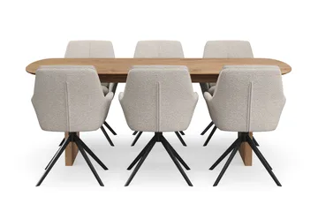 Richeto spisegruppe 210 cm med 6 Torsby snurrestoler - Eik - Møbler - Bord - Spisegrupper
