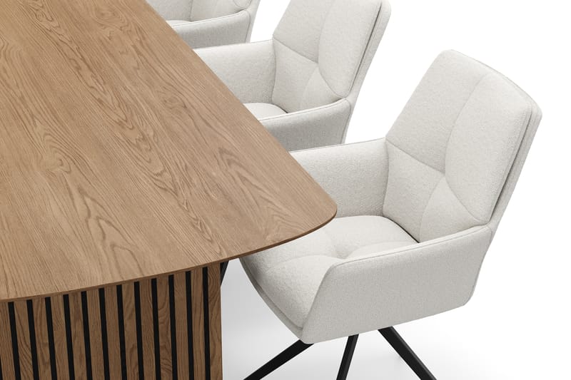 Richeto Spisegruppe 210 cm med 6 Torsby Snurrestoler - Naturlig finish/Lys beige - Møbler - Bord - Spisegrupper