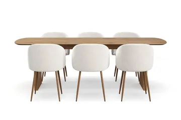Richeto spisegruppe 240 cm med 6 Greya spisestoler med armlener - Røkt eik - Møbler - Bord - Spisegrupper