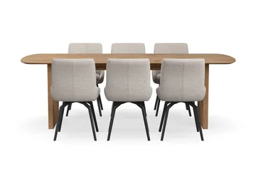 Richeto spisegruppe 240 cm med 6 Mora snurrestoler - Eik - Møbler - Bord - Spisegrupper