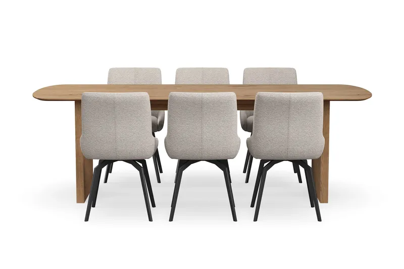 Richeto spisegruppe 240 cm med 6 Mora snurrestoler - Eik - Møbler - Bord - Spisegrupper