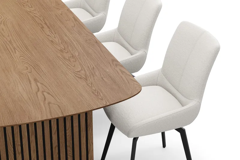 Richeto Spisegruppe 240 cm med 6 Mora Snurrestoler - Naturlig finish/Lys beige - Møbler - Bord - Spisegrupper