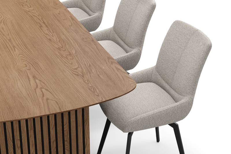 Richeto Spisegruppe 240 cm med 6 Mora Snurrestoler - Naturlig finish/Mørk beige - Møbler - Bord - Spisegrupper