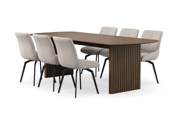 Richeto spisegruppe 240 cm med 6 Mora snurrestoler - Røkt eik - Møbler - Bord - Spisegrupper