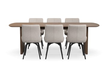 Richeto spisegruppe 240 cm med 6 Mora snurrestoler - Røkt eik - Møbler - Bord - Spisegrupper