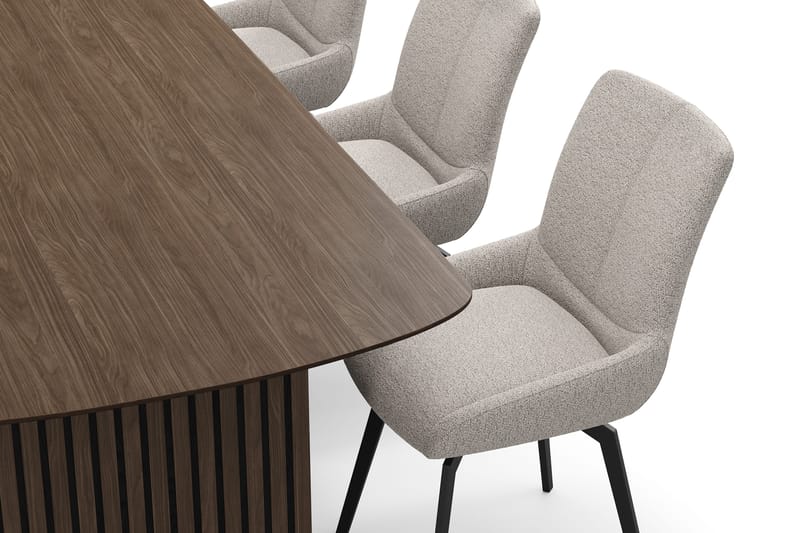 Richeto spisegruppe 240 cm med 6 Mora snurrestoler - Røkt eik/mørkbeige - Møbler - Bord - Spisegrupper