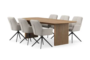 Richeto spisegruppe 240 cm med 6 Torsby snurrestoler - Eik - Møbler - Bord - Spisegrupper