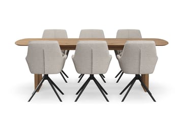 Richeto spisegruppe 240 cm med 6 Torsby snurrestoler - Eik - Møbler - Bord - Spisegrupper