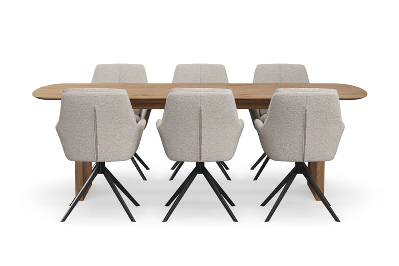 Richeto spisegruppe 240 cm med 6 Torsby snurrestoler - Eik - Møbler - Bord - Spisegrupper