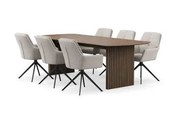 Richeto spisegruppe 240 cm med 6 Torsby snurrestoler - Røkt eik - Møbler - Bord - Spisegrupper