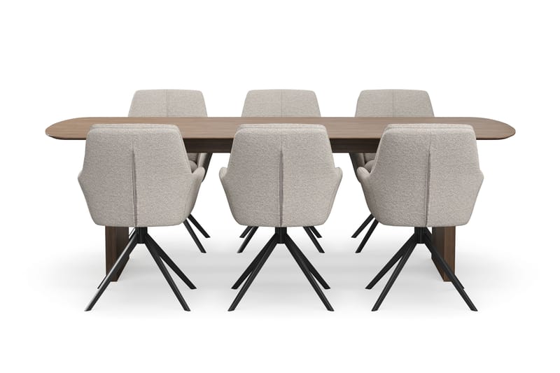 Richeto spisegruppe 240 cm med 6 Torsby snurrestoler - Røkt eik - Møbler - Bord - Spisegrupper