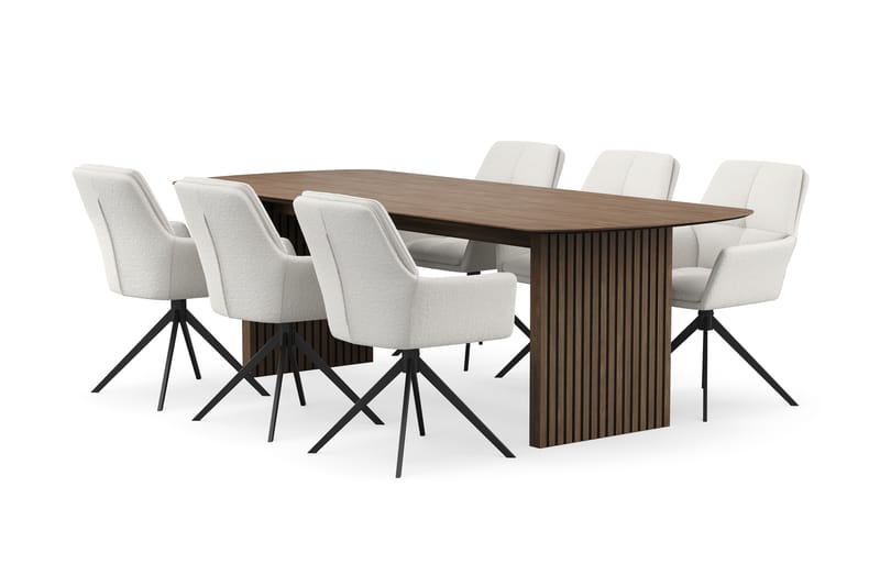 Richeto Spisegruppe 240 cm med 6 Torsby Snurrestoler - Røkt eik/Lys beige - Møbler - Bord - Spisegrupper