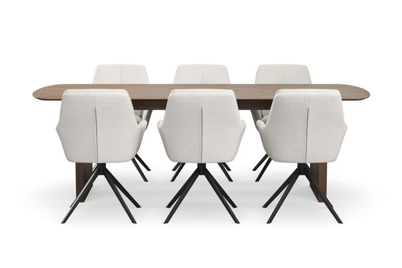 Richeto Spisegruppe 240 cm med 6 Torsby Snurrestoler - Røkt eik/Lys beige - Møbler - Bord - Spisegrupper
