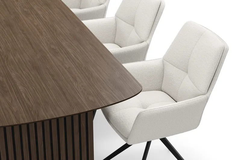 Richeto spisegruppe 240 cm med 6 Torsby snurrestoler - Røkt eik/lysbeige - Møbler - Bord - Spisegrupper