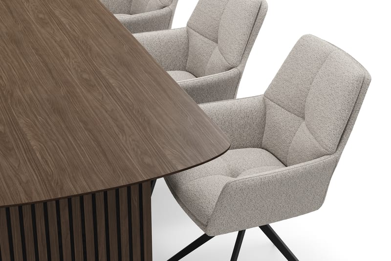 Richeto Spisegruppe 240 cm med 6 Torsby Snurrestoler - Røkt eik/Mørk beige - Møbler - Bord - Spisegrupper