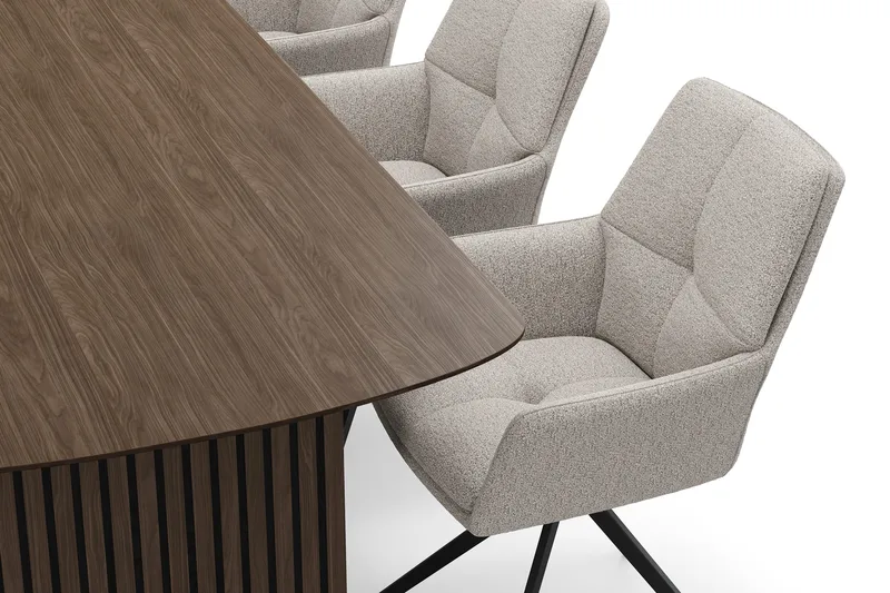 Richeto Spisegruppe 240 cm med 6 Torsby Snurrestoler - Røkt eik/Mørk beige - Møbler - Bord - Spisegrupper