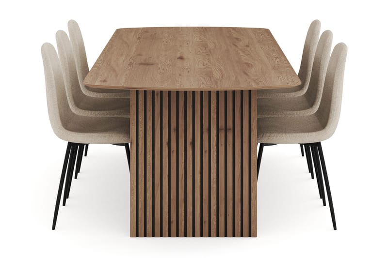 Richeto Spisegruppe 240 cm med 6 Polar Spisestoler - Naturlig finish - Møbler - Bord - Spisegrupper