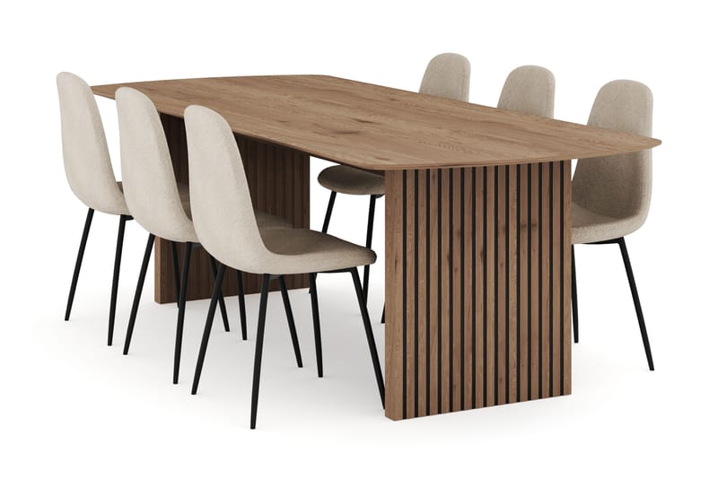 Richeto Spisegruppe 240 cm med 6 Polar Spisestoler - Naturlig finish - Møbler - Bord - Spisegrupper