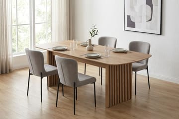 Richeto Spisegruppe Eik 180 cm med 4 Elsie Spisestoler - Eik/Lys grå - Møbler - Bord - Spisegrupper