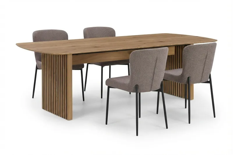 Richeto Spisegruppe Eik 180 cm med 6 Elsie Spisestoler - Eik/Grå - Møbler - Bord - Spisegrupper