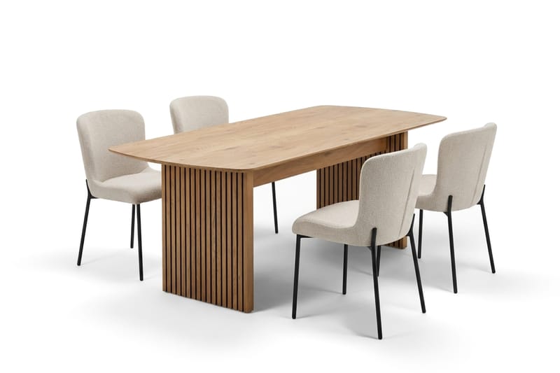 Richeto Spisegruppe Eik 180 cm med 6 Elsie Spisestoler - Eik/Hvit - Møbler - Bord - Spisegrupper