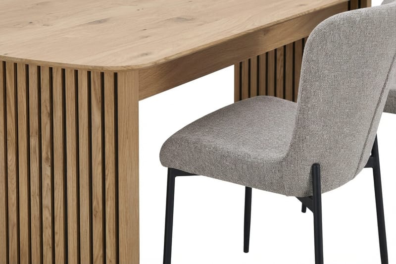 Richeto Spisegruppe Eik 180 cm med 6 Elsie Spisestoler - Eik/Lys grå - M øbler - Bord - Spisegrupper