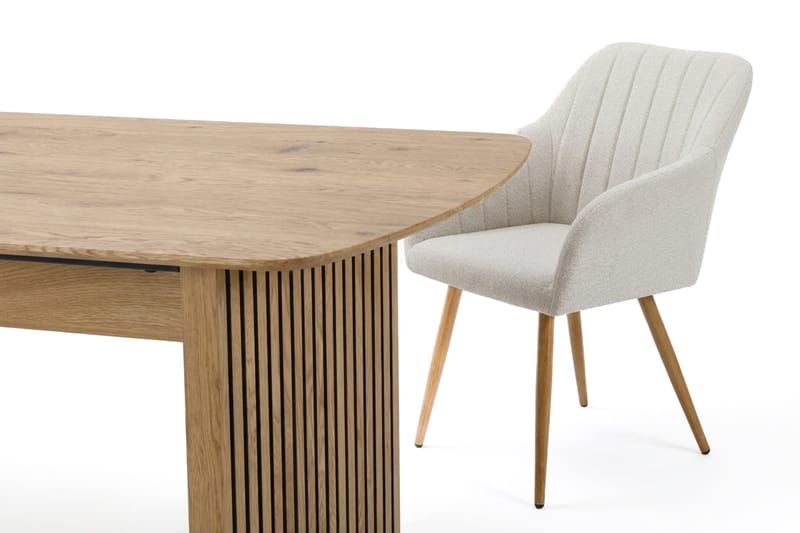 Richeto Spisegruppe Eik 180 cm med 6 Filippa spisestoler - Eik/Hvit - Møbler - Bord - Spisegrupper