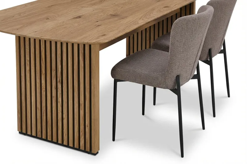 Richeto Spisegruppe Eik 210 cm med 6 Elsie Spisestoler - Eik/Grå - Møbler - Bord - Spisegrupper