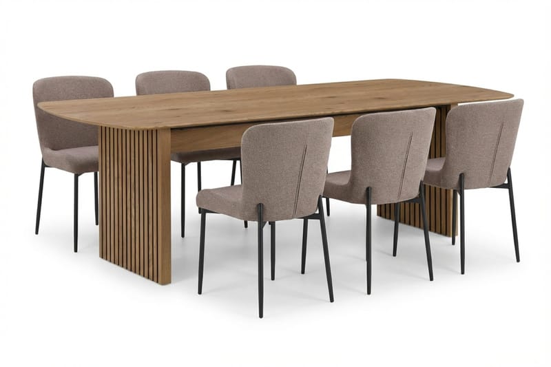 Richeto Spisegruppe Eik 240 cm med 6 Elsie Spisestoler - Eik/Grå - Møbler - Bord - Spisegrupper