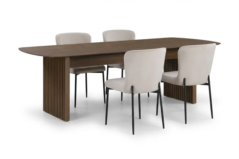 Richeto Spisegruppe Røkt Eik 180 cm med 4 Elsie Spisestoler - Røkt eik/Beige - Møbler - Bord - Spisegrupper