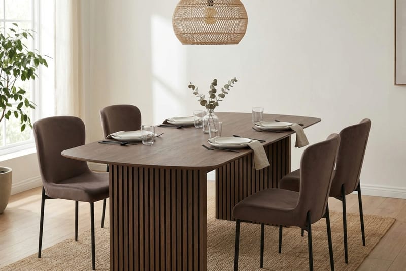 Richeto Spisegruppe Røkt Eik 180 cm med 4 Elsie Spisestoler - Røkt eik/Brun - Møbler - Bord - Spisegrupper