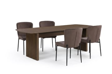 Richeto Spisegruppe Røkt Eik 180 cm med 4 Elsie Spisestoler