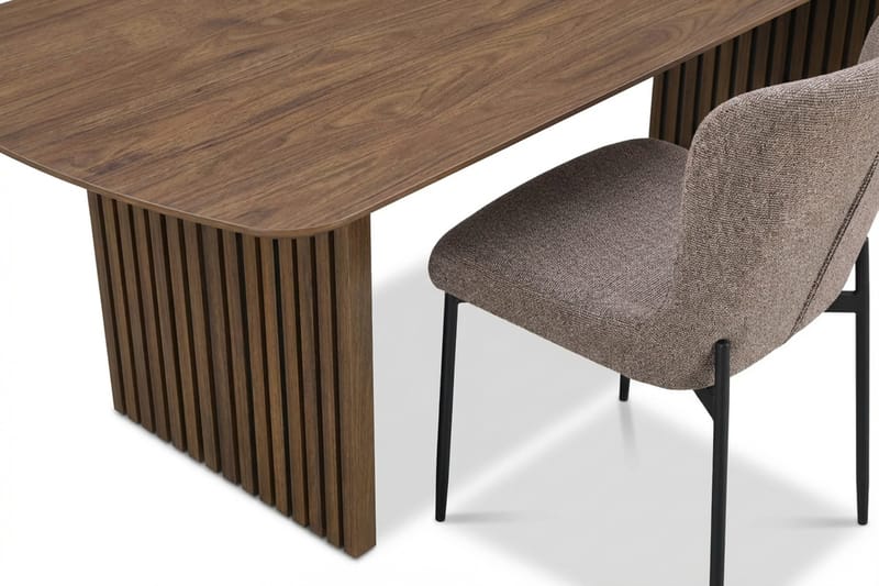 Richeto Spisegruppe Røkt Eik 180 cm med 4 Elsie Spisestoler - Røkt eik/Grå - Møbler - Bord - Spisegrupper