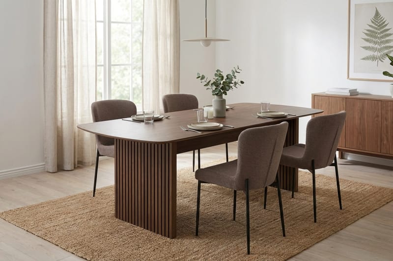 Richeto Spisegruppe Røkt Eik 180 cm med 4 Elsie Spisestoler - Røkt eik/Grå - Møbler - Bord - Spisegrupper