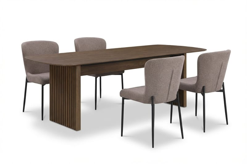 Richeto Spisegruppe Røkt Eik 180 cm med 4 Elsie Spisestoler - Røkt eik/Grå - Møbler - Bord - Spisegrupper