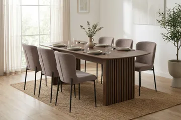 Richeto spisegruppe røkt eik 210 cm med 6 Elsie spisestoler - Røkt eik - Møbler - Bord - Spisegrupper