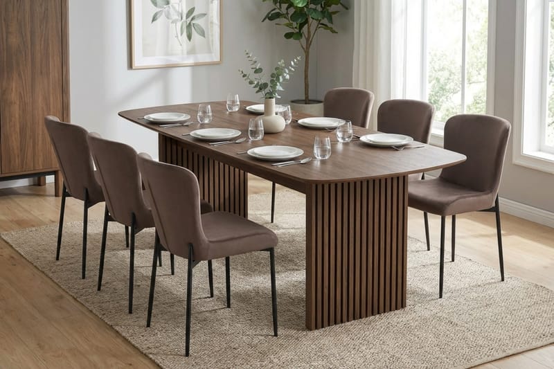 Richeto Spisegruppe Røkt Eik 210 cm med 6 Elsie Spisestoler - Røkt eik/Brun - Møbler - Bord - Spisegrupper