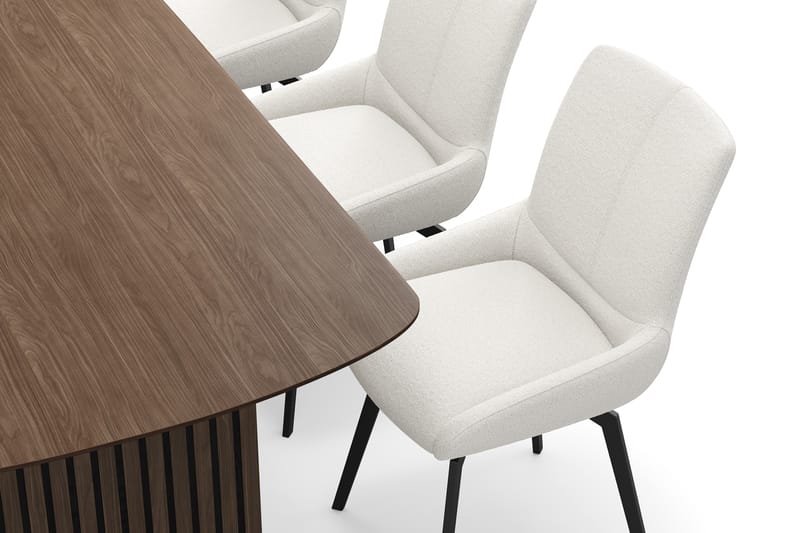 Richeto Spisegruppe Røkt Eik 210 cm med 6 Mora Snurrestoler - Røkt eik/Lys beige - Møbler - Bord - Spisegrupper