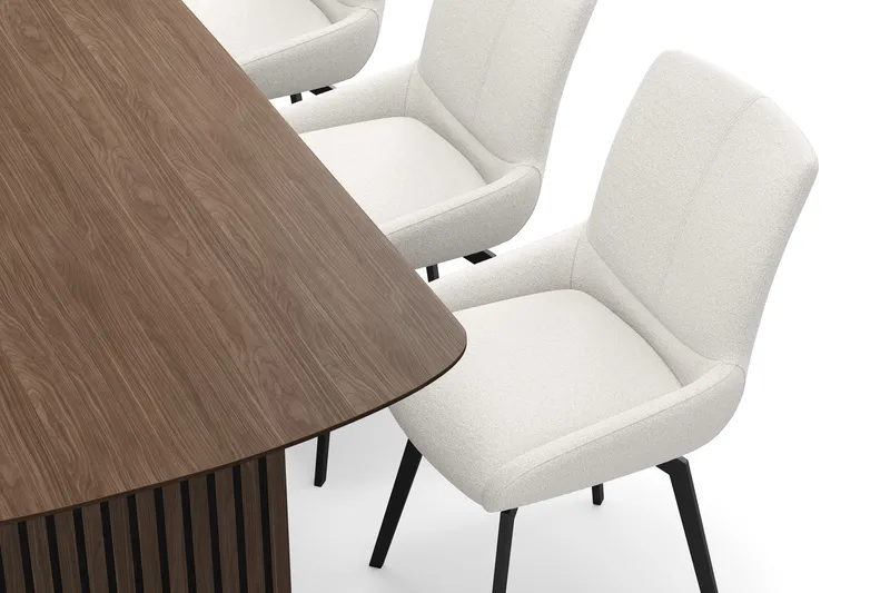 Richeto Spisegruppe Røkt Eik 210 cm med 6 Mora Snurrestoler - Røkt eik/Lys beige - Møbler - Bord - Spisegrupper