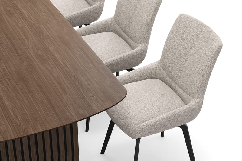 Richeto Spisegruppe Røkt Eik 210 cm med 6 Mora Snurrestoler - Røkt eik/Mørk beige - Møbler - Bord - Spisegrupper