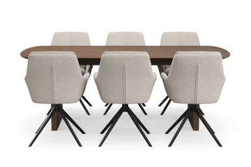 Richeto spisegruppe røkt eik 210 cm med 6 Torsby snurrestoler - Røkt eik - Møbler - Bord - Spisegrupper