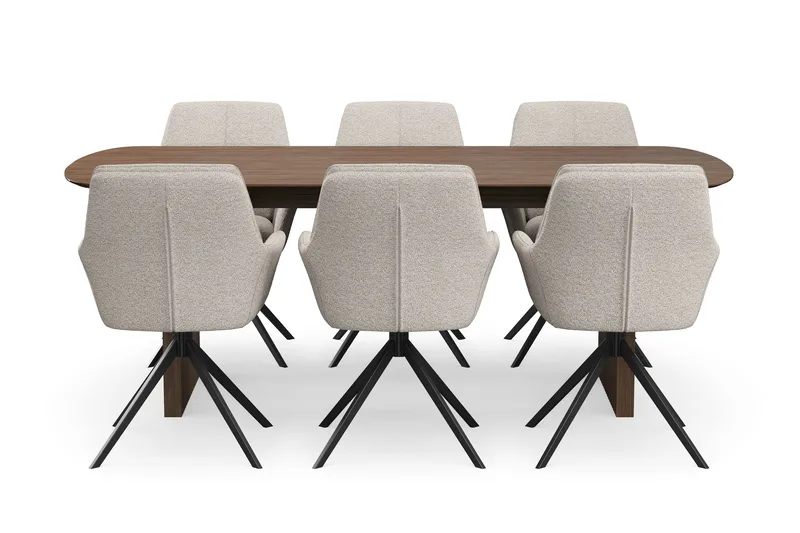 Richeto spisegruppe røkt eik 210 cm med 6 Torsby snurrestoler - Røkt eik - Møbler - Bord - Spisegrupper