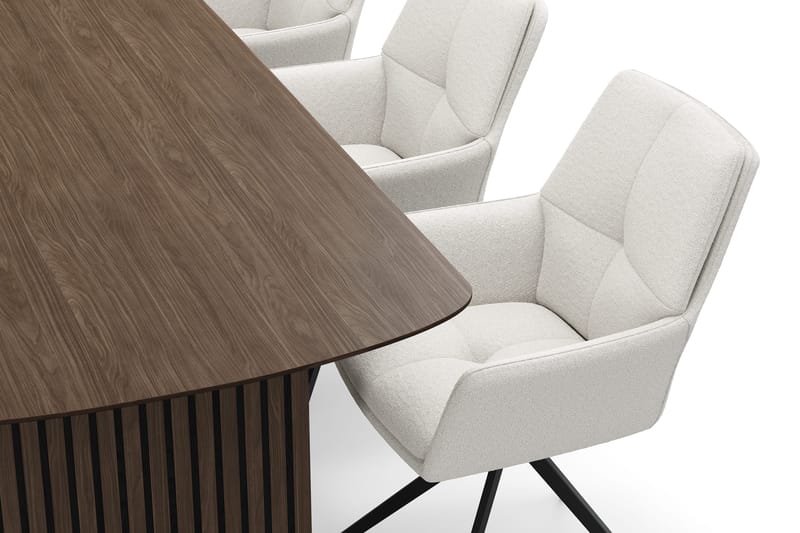Richeto Spisegruppe Røkt Eik 210 cm med 6 Torsby Snurrestoler - Røkt eik/Lys beige - Møbler - Bord - Spisegrupper